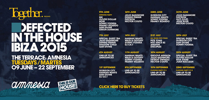 Amnesia Ibiza: Together + Defected In The House, dal 9 giugno Amnesia Ibiza: Together + Defected In The House